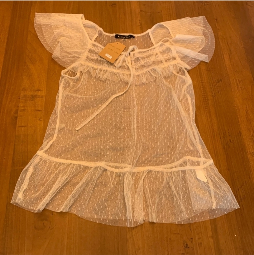 NWT Mustard Seed Sheer Tulle Top